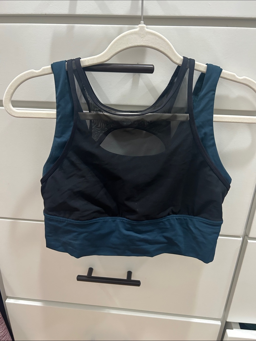 lululemon athletica Black and Teal Racerback Mesh Sports Bra size 10